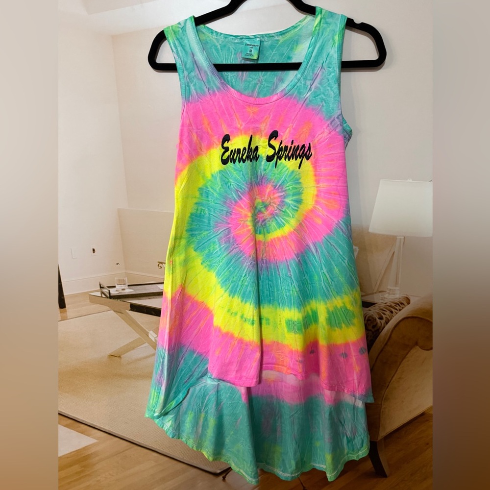 Eureka Springs Destinations Tie-Dye Kids Casual Dress - Pink, Yellow, Blue